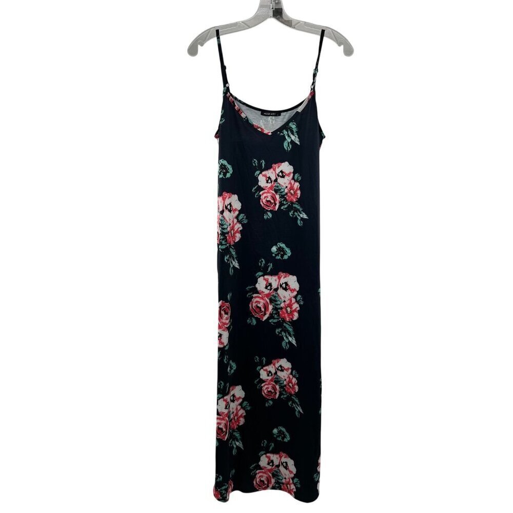 Huskary Women's Floral Maxi Dress Sleeveless Navy/Multi Size Small Pockets